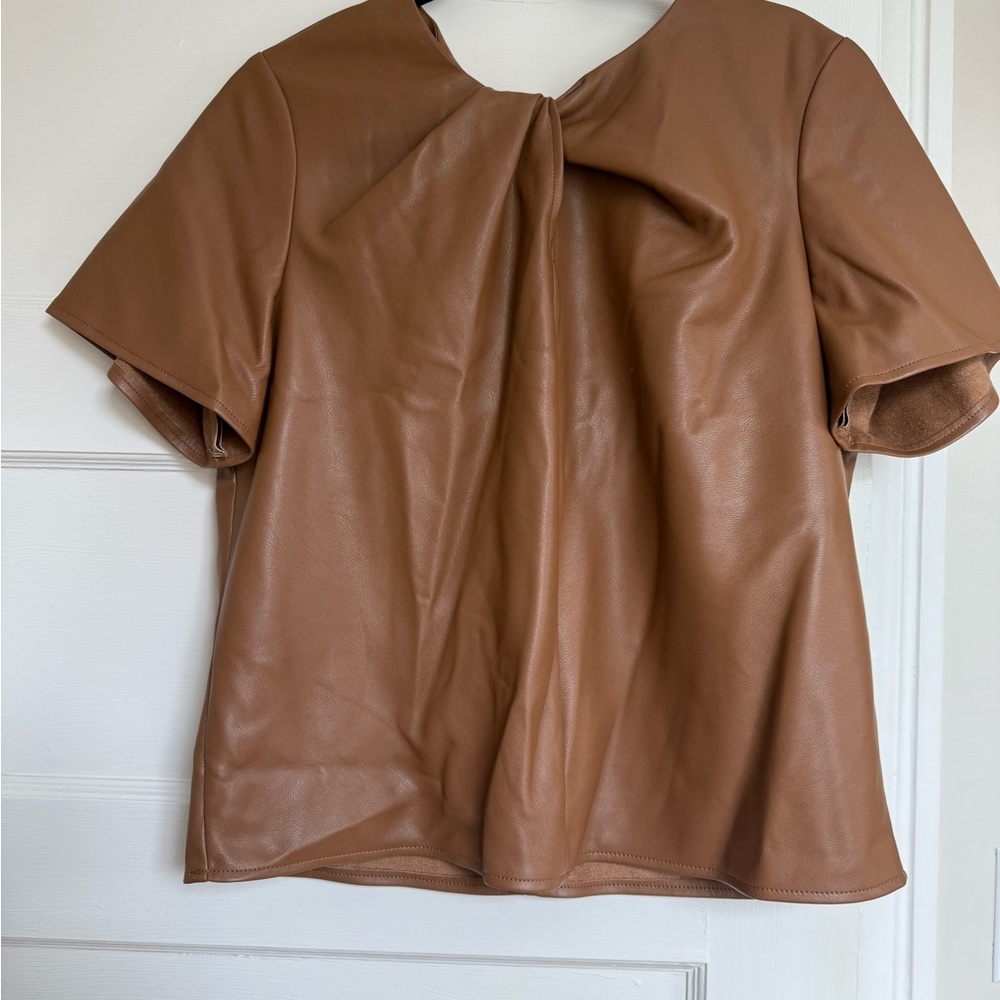 Brown Faux Leather Top
